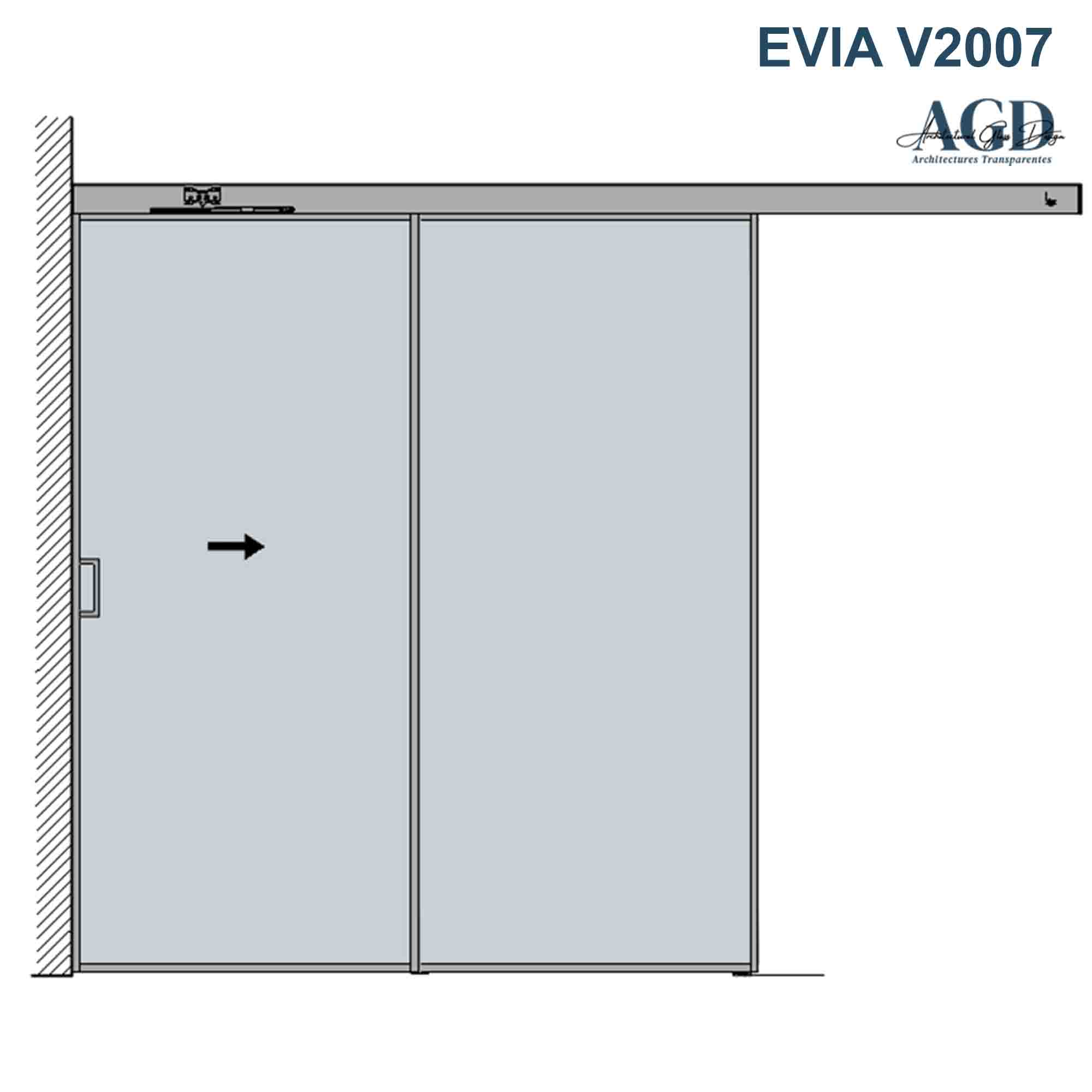 Porte en verre coulissante EVIA V2007